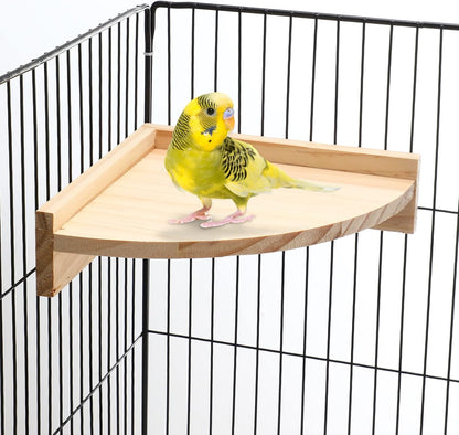 Wettarn 6 Pcs Bird Perch Platform Bird Corner Parrot Perch Corner Wooden Stand Sector Playground