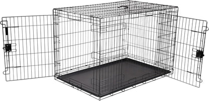 Amazon Basics Durable, Foldable Metal Wire Dog Crate with Tray, Double Door, 48 x 30 x 32.5 in
