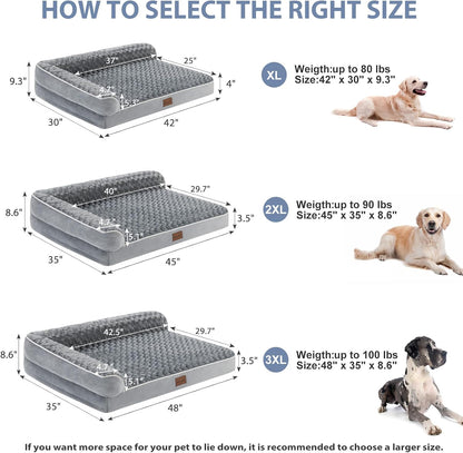 BFPETHOME Orthopedic Dog Beds for Large Dogs-Waterproof Sofa Dog Bed with Removable Washable Cover