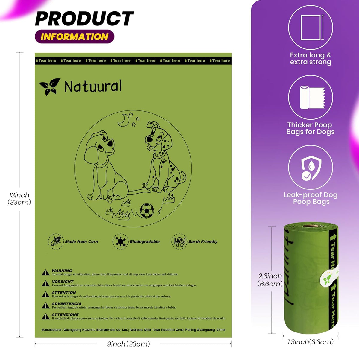 Dog Poop Bags-150 Counts with Holder (10 Rolls), Biodegradable Poop Bags, Eco-friendly and Easy to