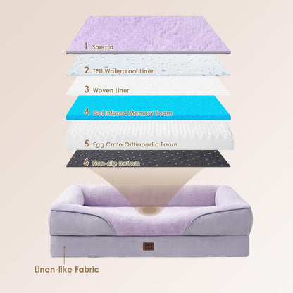 EHEYCIGA Memory Foam Dog Bed for Medium Size, Orthopedic Dog Sofa with Sides and Waterproof Liner