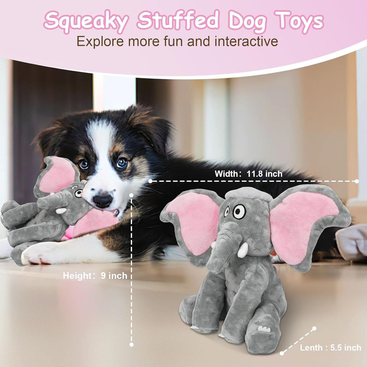 Plush Large Dog Toys with Squeaker and Crinkle Paper, Interactive Puppy Chew and Teeth Cleaning