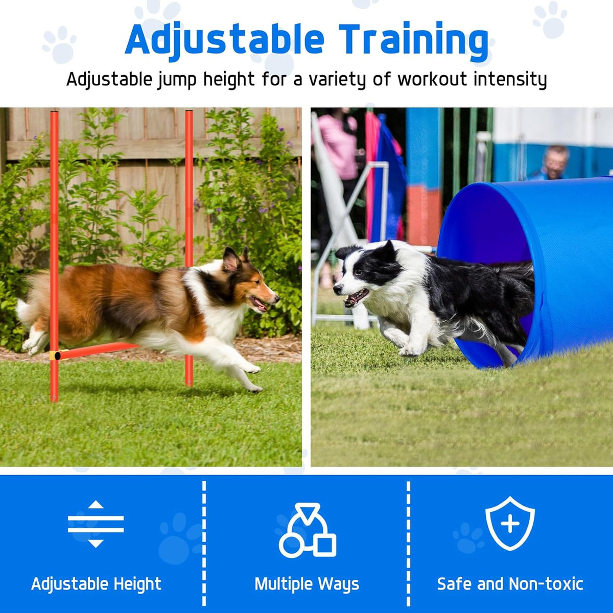 Polar Aurora Dog Agility Equipment, Dog Obstacle Courses Backyard - Pet Outdoor Games w/Adjustable
