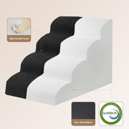 EHEYCIGA Curved Dog Stairs Ramp for High Beds 19.7" H, 4-Step Dog Steps for Small Dogs and Cats