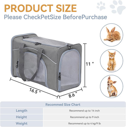 ‌Petsfit Airline Approved Pet Carrier for Small Cats, 16.5x8.6x11 TSA Approved Carrier, with