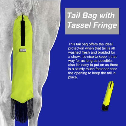 Harrison Howard Smooth Lightweight Adjustable Fastener Nylon Horse Tail Bag with Fringe