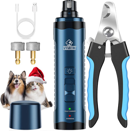 VIWIK Dog Nail Grinder, Dog Nail Trimmers with LED Lights, Pet Nail Clippers Kit for Large Medium