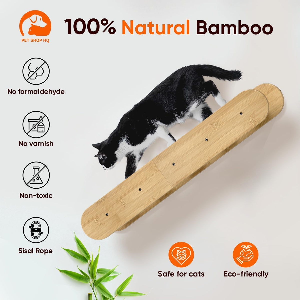 Wall-Mounted Cat Furniture for Climbing - Indoor Wooden Floating Shelves, Perches, Hammock, Bed