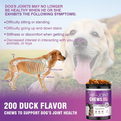 Glucosamine for Dogs 200pcs Joint Support Supplement Dog Hip and Joint Chondroitin Chews Treats