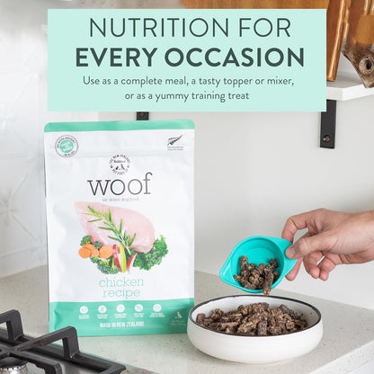 WOOF Air Dried Dog Bites - Chicken Recipe Dog Food High Protein Toppers for Dry Dog Food, Healthy