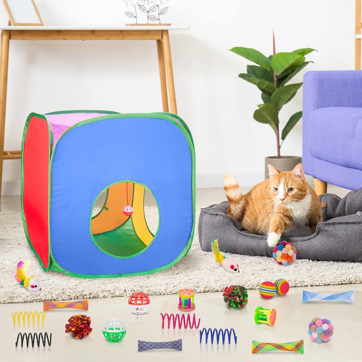 Retro Shaw 33Pcs Cat Toys for Large Cats, Interactive Kitten Toys for Indoor Cats Kitty with