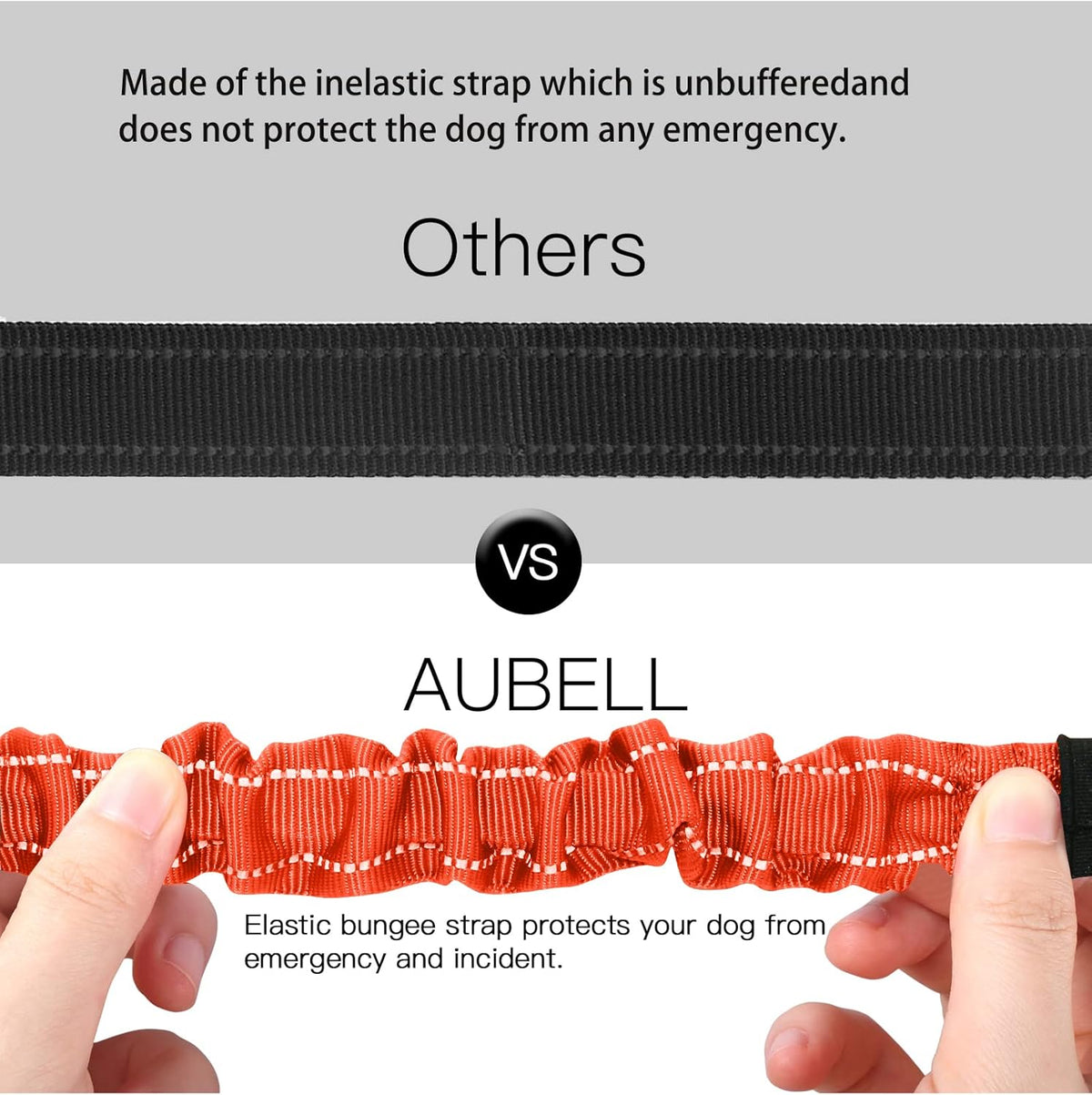 AUBELL Dog Seat Belt for Car,2 Pack Set 3-in-1 Adjustable Reflective Bungee Heavy Duty Dog Car