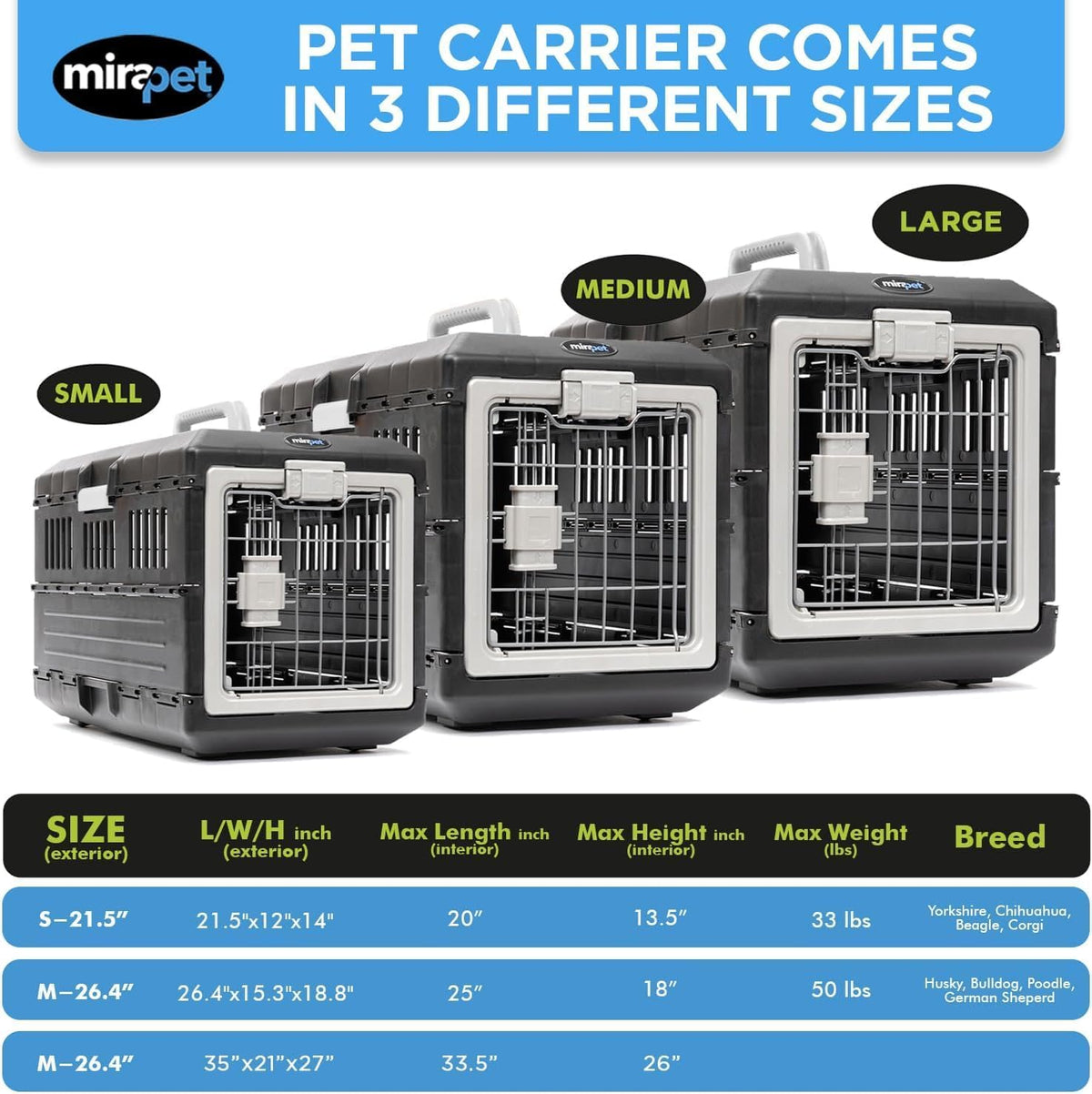 USA Pet Carrier & Crate 26" - Premium Collapsible Design for Medium Cats and Dogs - Portable Kennel