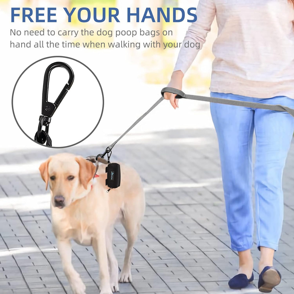 PuppyDoggy 2 Pack Poop Bag Holder for Dogs and Cats Black Waste Bag Dispenser Poop Bag Pouch