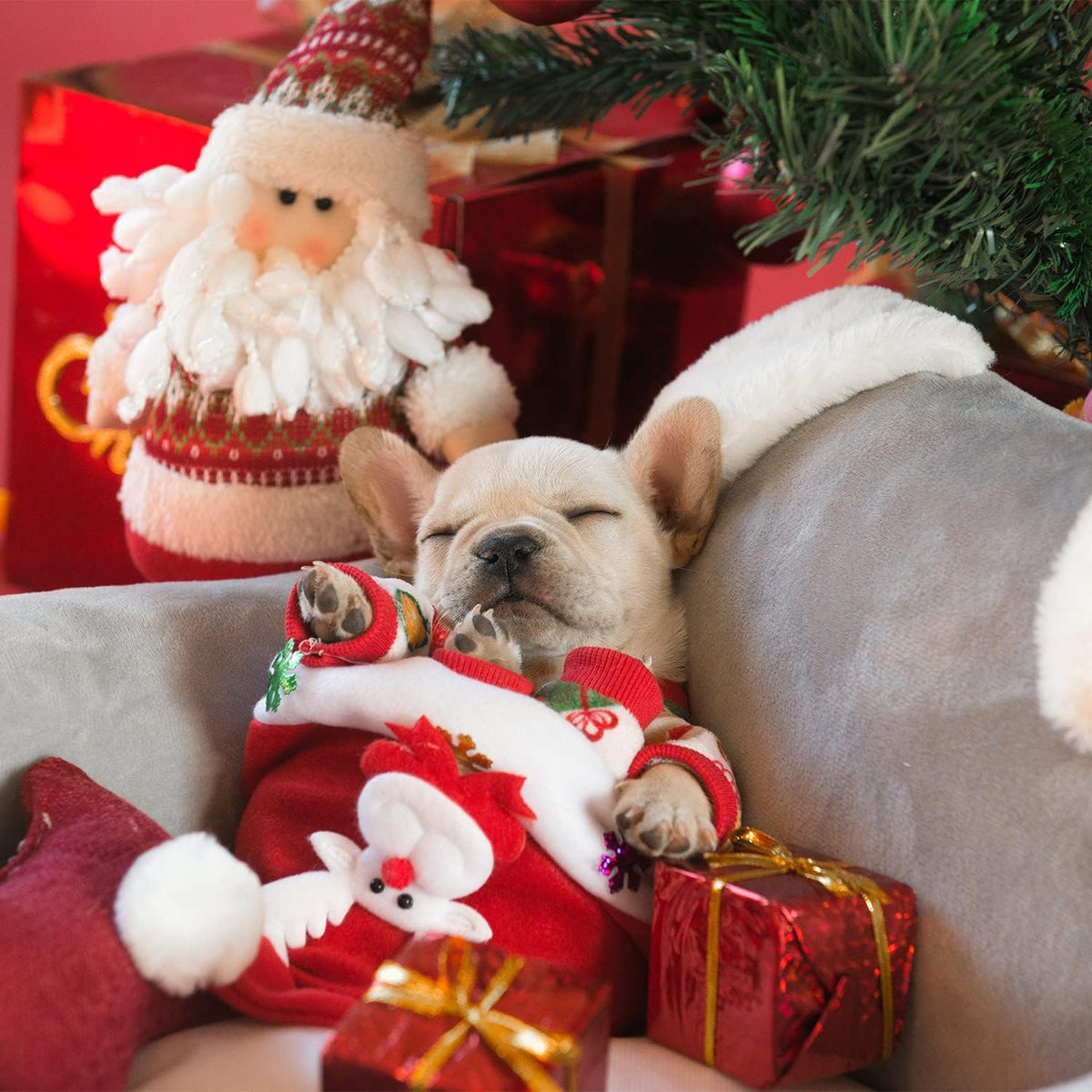 CuteBone Small Dogs Christmas Outfit Soft Puppy Onesies Pjs Dog Pajamas Pet Coat Cat Apparel Comfy