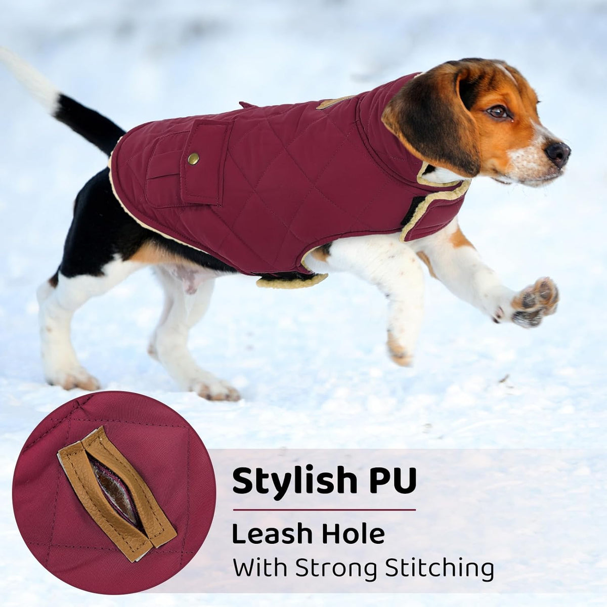 Queenmore Dog Winter Coat Warm Puffer Jacket Waterproof Plush Lining Thermal Cold Weather Vest for
