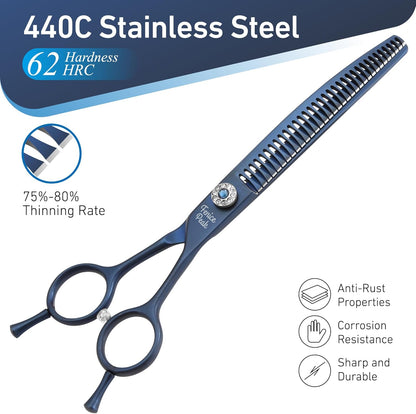 Fenice Peak Professional Dog Grooming Scissors Pet Curved Chunker Shears 7.0'' Extremely Sharp