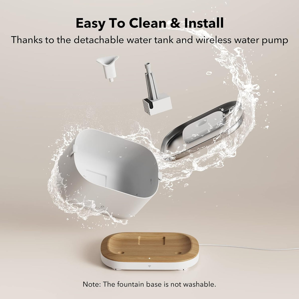 PETLIBRO App-Controlled Cat Water Fountain, Pet Water Fountain with Stainless Steel Tray, Water