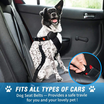 COOYOO Dog Seat Belt,3 Piece Set Retractable Dog Car Harness Adjustable for Vehicle Nylon Pet