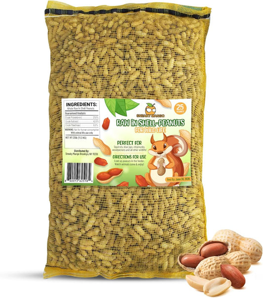 Premium Quality- 25 Pound Raw Peanuts in Shell – All-Natural Food for Squirrels, Deer, Birds, and