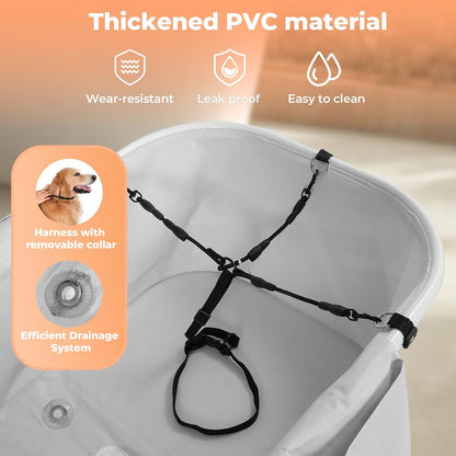 Elevated Dog Bathtub, 5 Height Adjustable Portable Dog Wash Station for Small to Large Pets