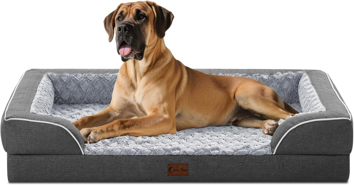 Orthopedic XXL Dog Bed for Extra Large Dogs, Waterproof Memory Foam Dog Beds with Sides, Egg-Crate