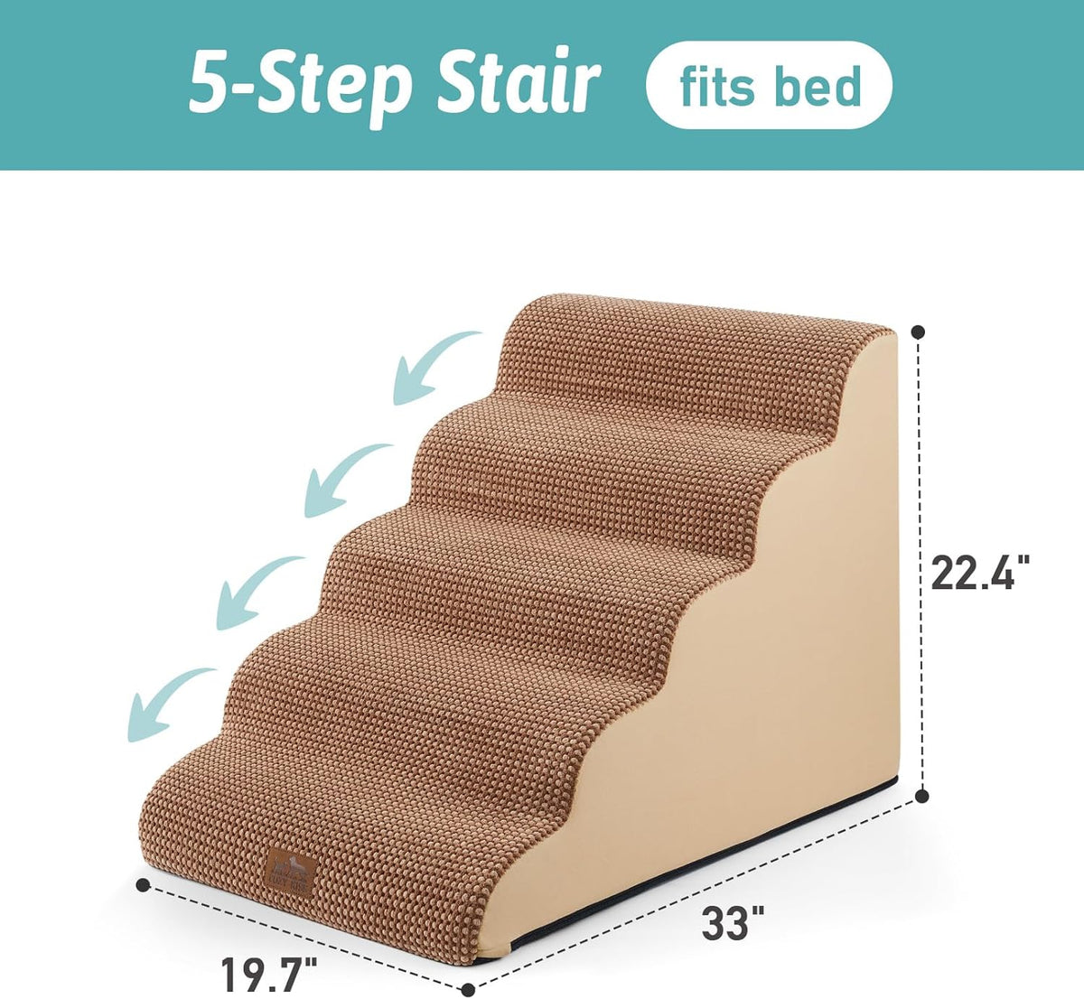Extra Wide Dog Stairs 19.7" Width, Large Pet Step for Small Medium Dog, Puppy or Cat, Ramp for High