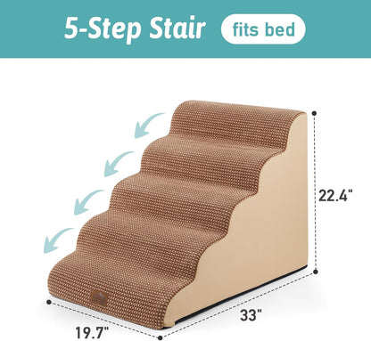 Extra Wide Dog Stairs 19.7" Width, Large Pet Step for Small Medium Dog, Puppy or Cat, Ramp for High
