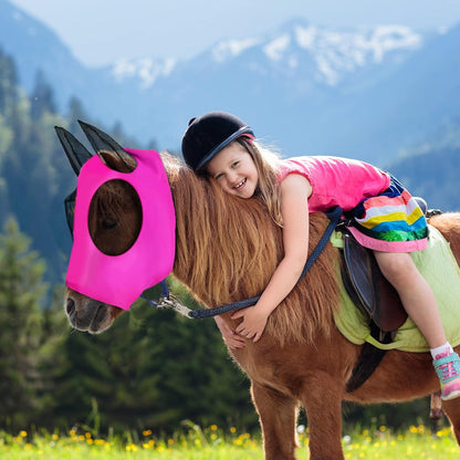 Frienda 4 Pcs Horse Fly Masks with Ears Head Fly Masks for Horses Smooth Elastic UV Protection