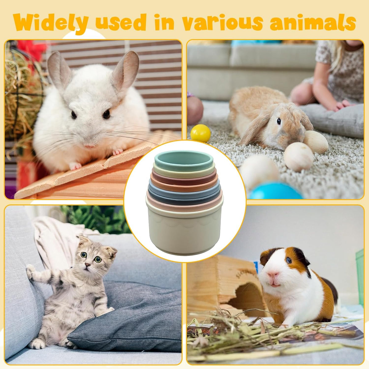 8 Pcs Stacking Cups for Small Animal Toys,Nesting Rabbit Toys of Different Sizes,Safe Plastic