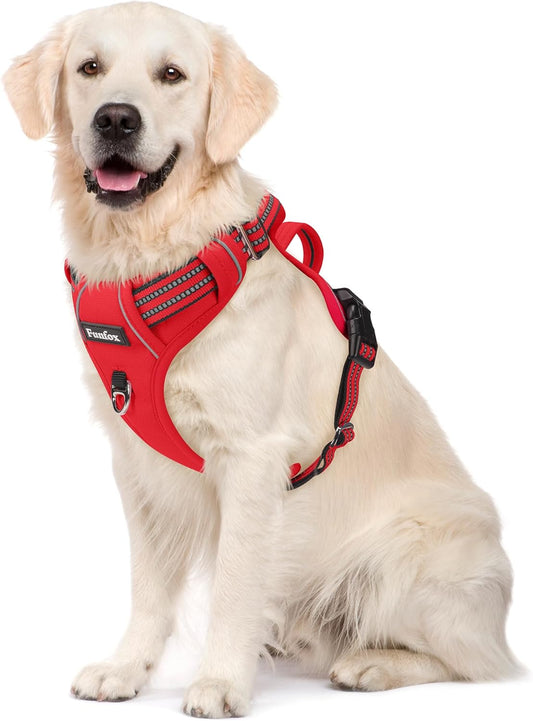 Funfox Dog Harness No Pull, Adjustable Pet Vest Harness, Super Soft Material with Vertical Handle