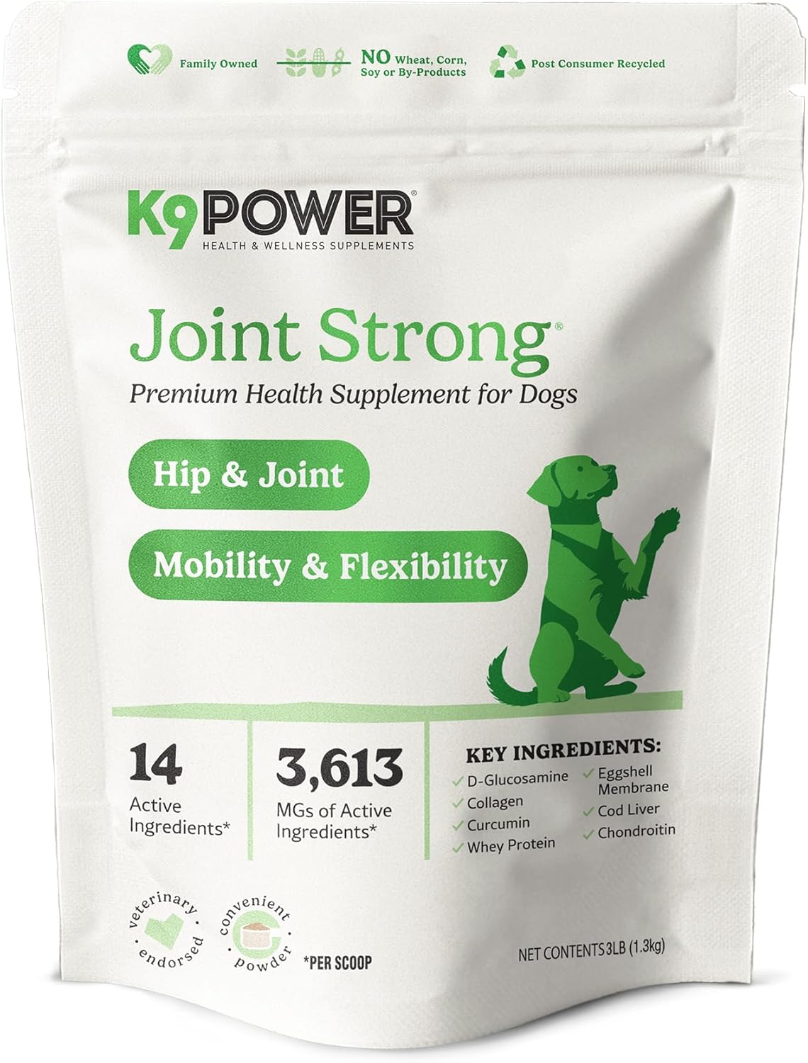 K9 Power Joint Strong Supplement 1 lb - Dog Joint Health & Mobility Support with Glucosamine