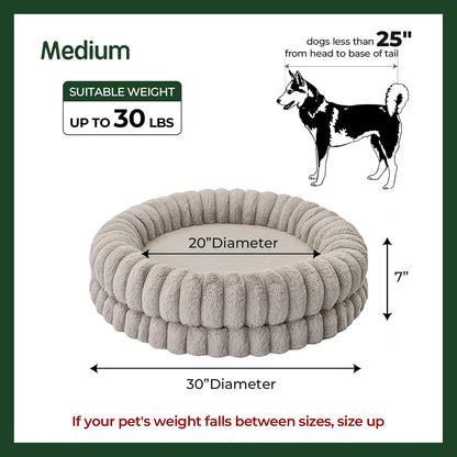 BALANCE Luxury Donut Dog Bed, 30 Inches Round Dog Bed Medium Size Dogs Washable, Orthopedic Calming