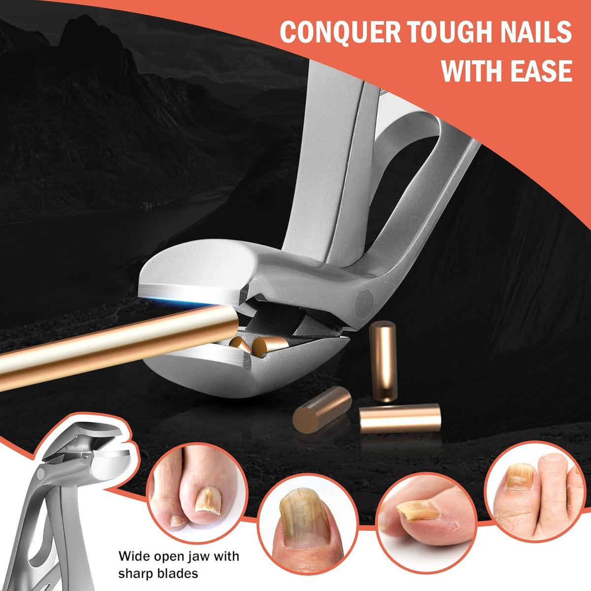BEZOX Angled Head Nail Clippers for Seniors - Ergonomic Toenail Clipper for Thick Nails, Premium