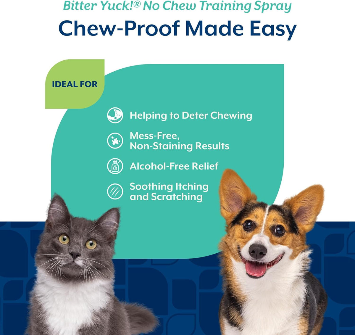 NaturVet Bitter Yuck! No Chew Spray for Dogs, Cats, and Horses Pet Training Spray, Liquid, Made in