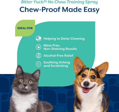 NaturVet Bitter Yuck! No Chew Spray for Dogs, Cats, and Horses Pet Training Spray, Liquid, Made in