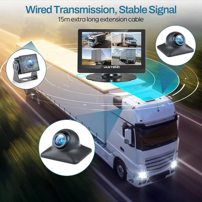 1080P Backup Camera for Truck, 7" IPS Touchscreen Monitor Front and Rear View Dual Cameras, IP69