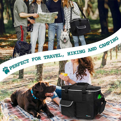 PetAmi Dog Travel Bag - Organizer with Food Container, Bowls & Accessories for Weekend Camping, Cat
