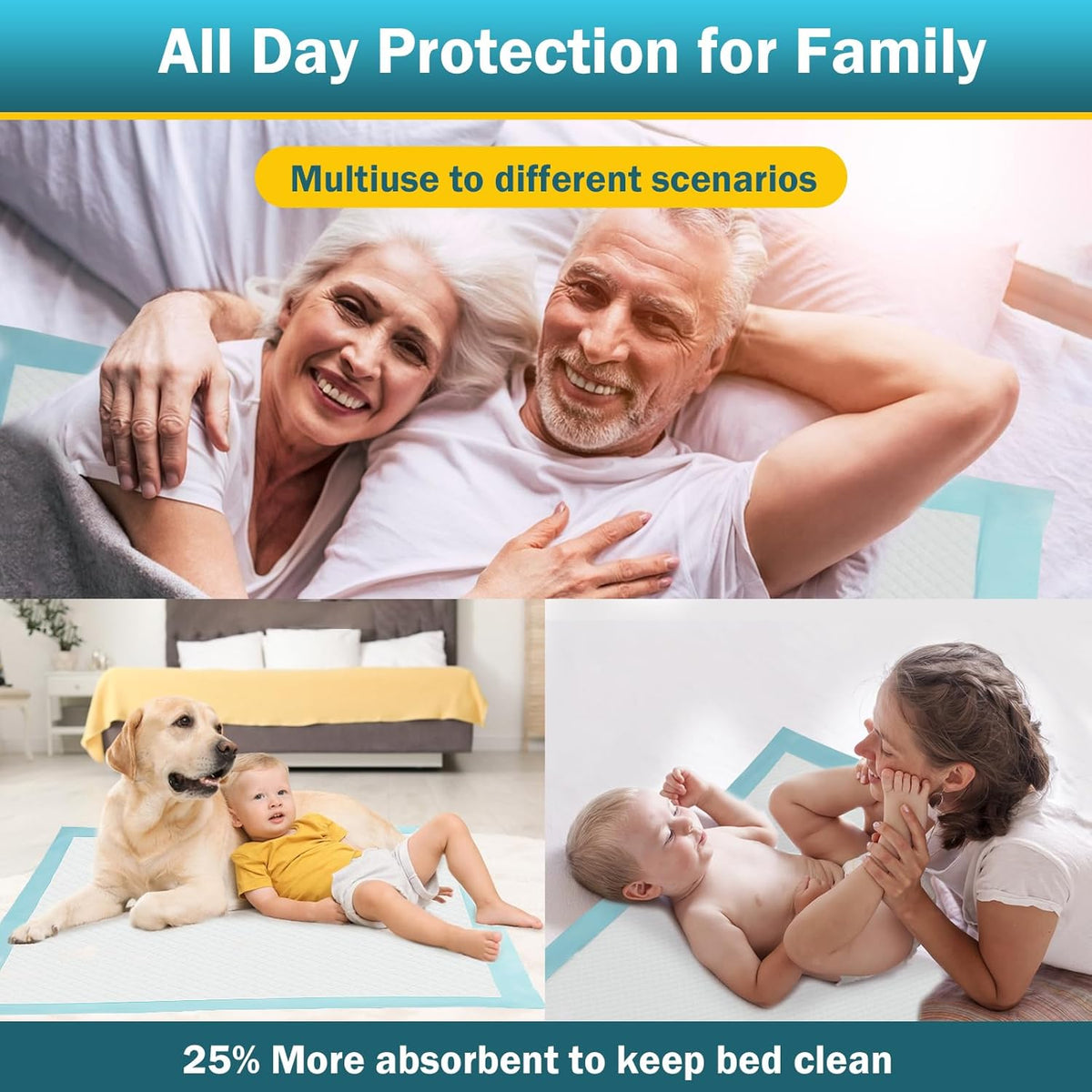 Bed Pads with Adhesive Strip 30"x36" Thicken Elderly Adults Incontinence Underpads Disposable,Heavy