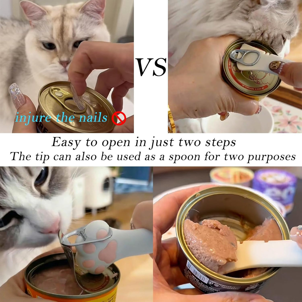 Food Can Spoon & Lids, One Multi-Functional Opener Spatula, 4 PCS BPA Free Silicone Universal Can