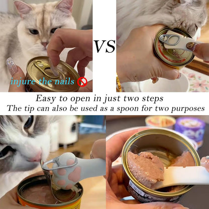 Food Can Spoon & Lids, One Multi-Functional Opener Spatula, 4 PCS BPA Free Silicone Universal Can