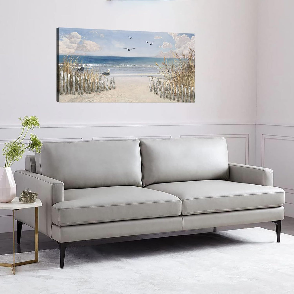 XXMWallArt FC3762 Sandy Beach Wall Art Canvas Print Wall Art Seascape Blue Print Home Decor