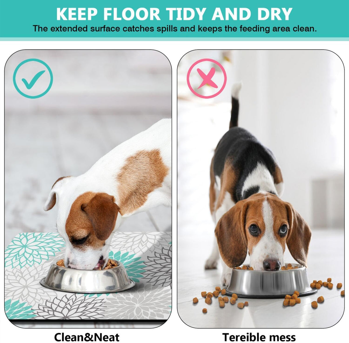 Pet Feeding Mat for Floors Waterproof Dog Mat for Food and Water Absorbent Quick Dry Non Slip mat