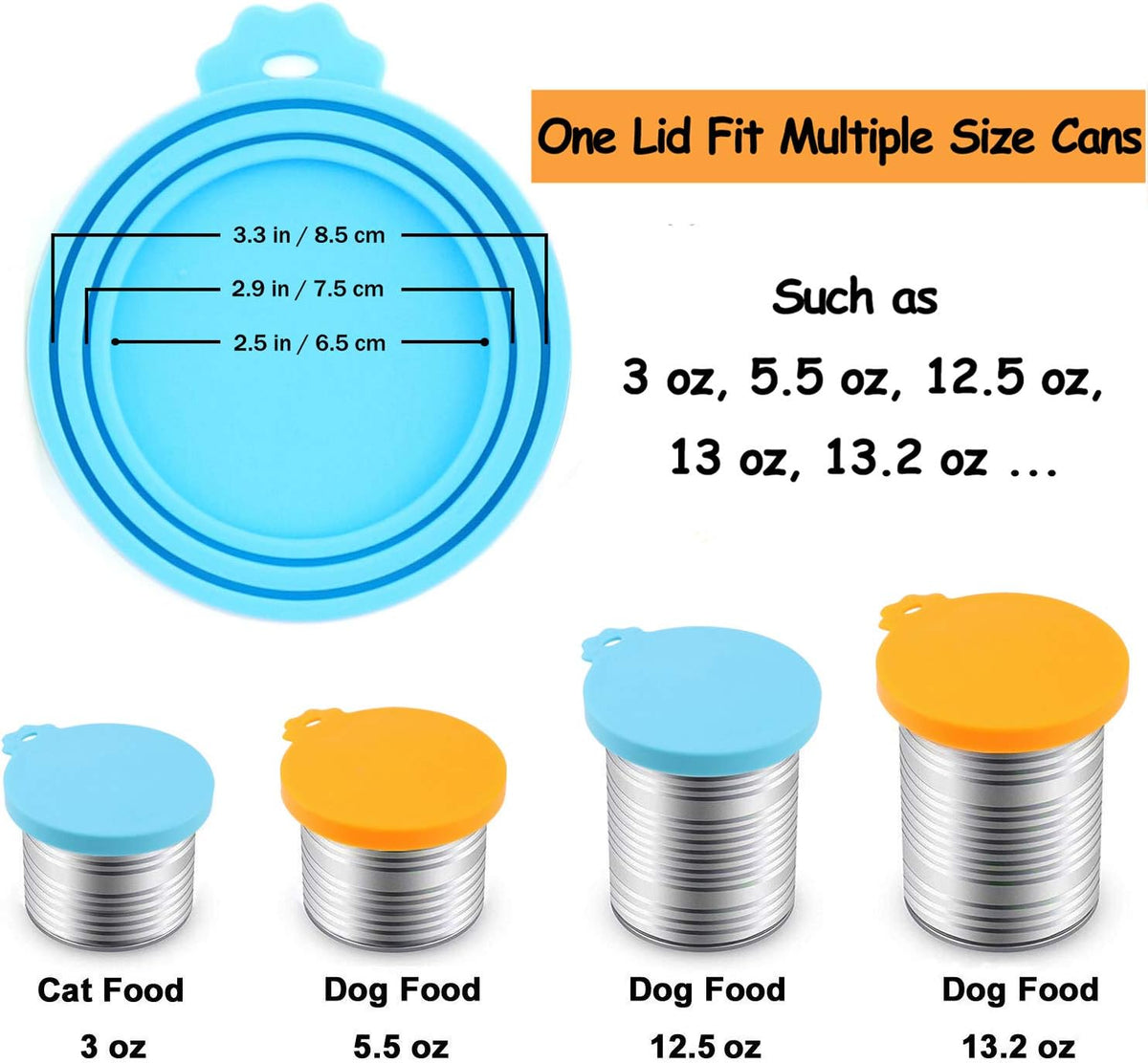 Comtim Pet Food Can Cover Silicone Can Lids for Dog and Cat Food(Universal Size,One fit 3 Standard