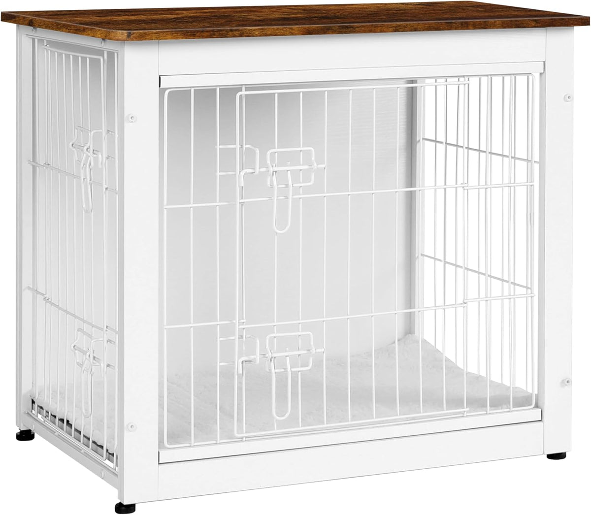 DWANTON Dog Crate Furniture with Cushion, Wooden Kennel Table with Double Doors, Indoor Dog House