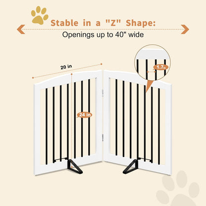 Freestanding Pet Gate for Dogs, Foldable Wooden Dog Gate for House, Indoor Pet Barrier for Stairs