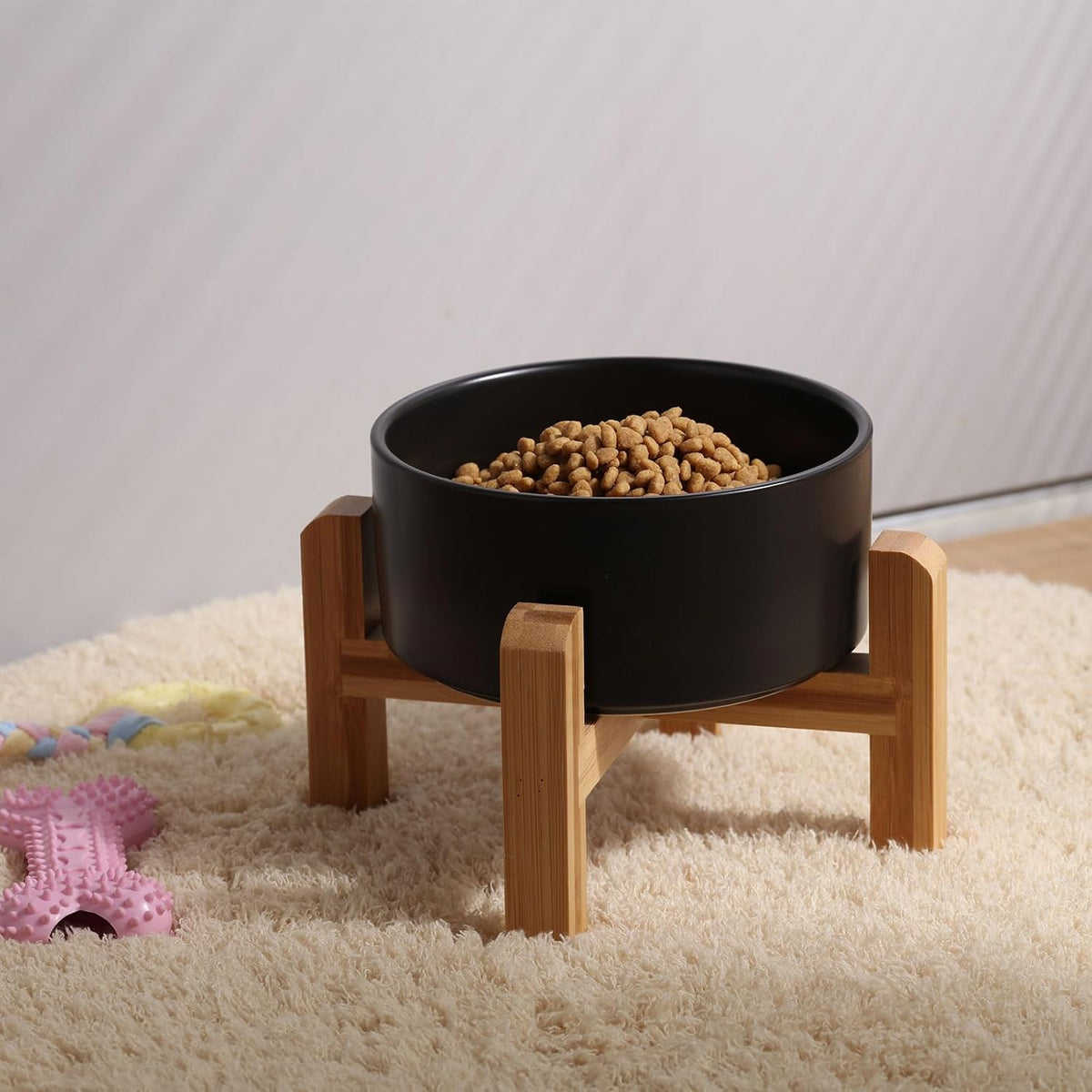 Petygooing Black Elevated/Raised Ceramic Dog Bowl for Medium and Large Breeds, Dog Food Water Dish