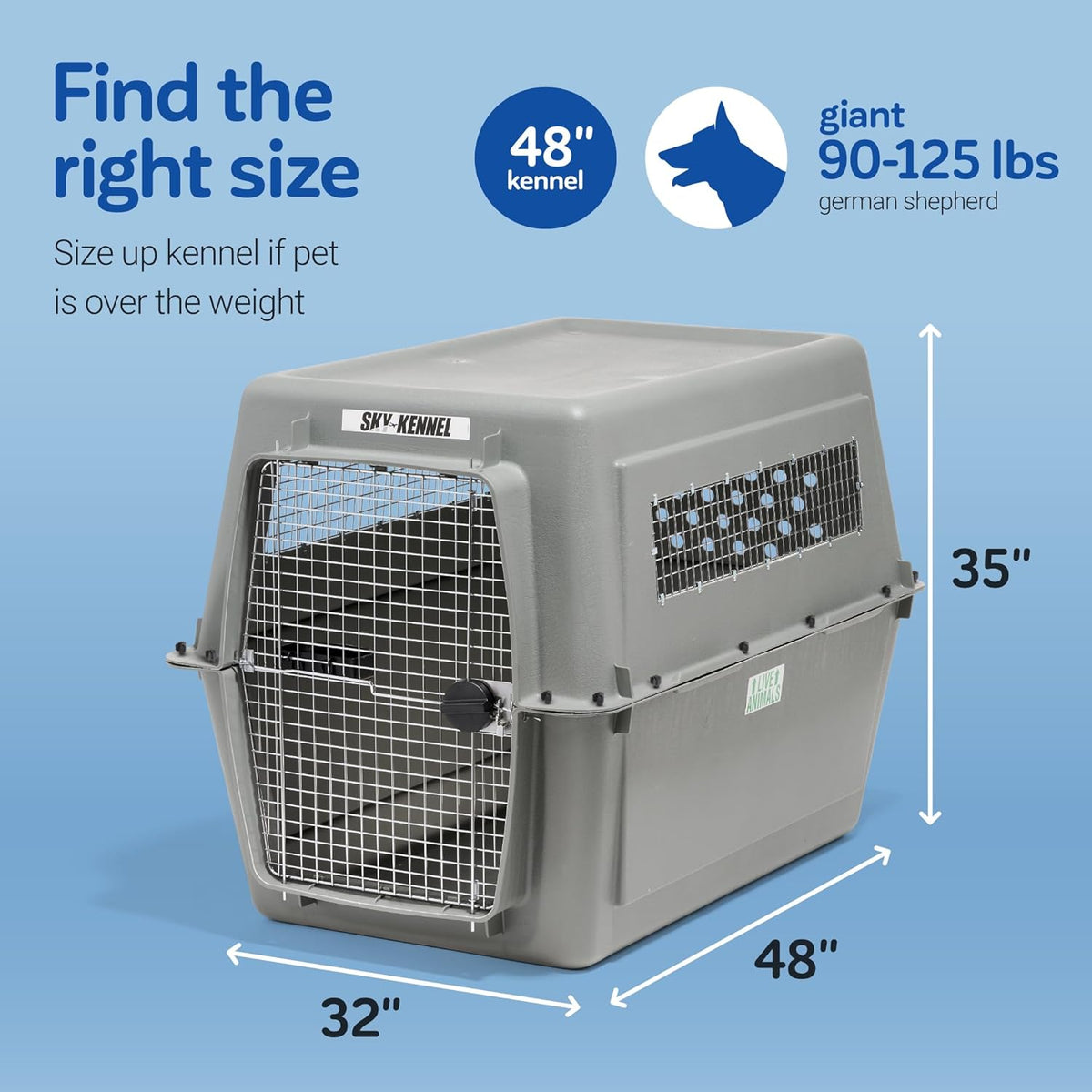 Petmate Sky Kennel - For Air and Travel, Airline Approved Dog Crate for Pets 90-125 lbs, Heavy Duty