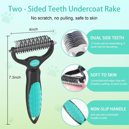 Dog Brush Kit for Grooming Short & Long Haired Dogs & Cats, 5 in 1 Pet Grooming Set for Small