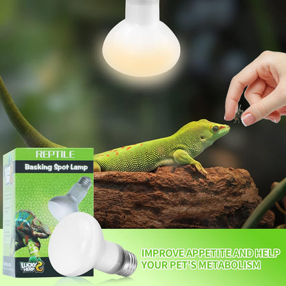 LUCKY HERP 2 Pack Reptile Heat Lamp Bulbs 75W (2nd Gen), Basking Light Bulb for Reptiles &